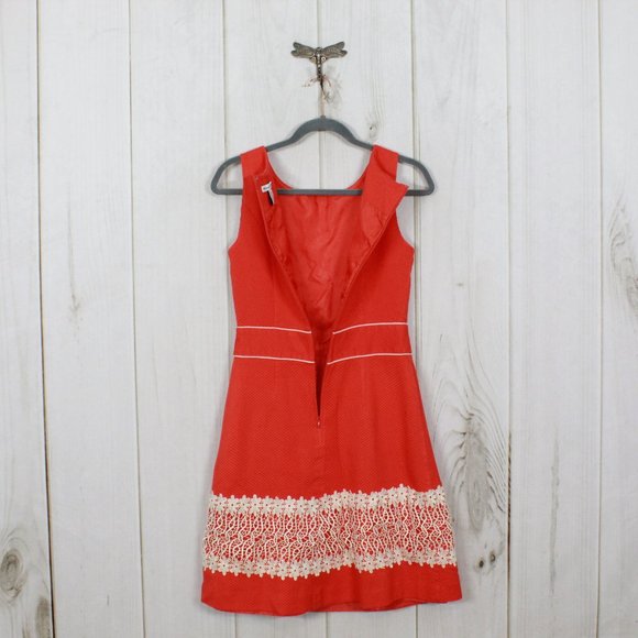 Alexandra Bartlett Orange Crochet Trim A Line Vintage Style Dress Size 4 - Picture 6 of 11